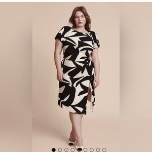 11 Honoré Black/Cream Midi Dress Size 3 (22)